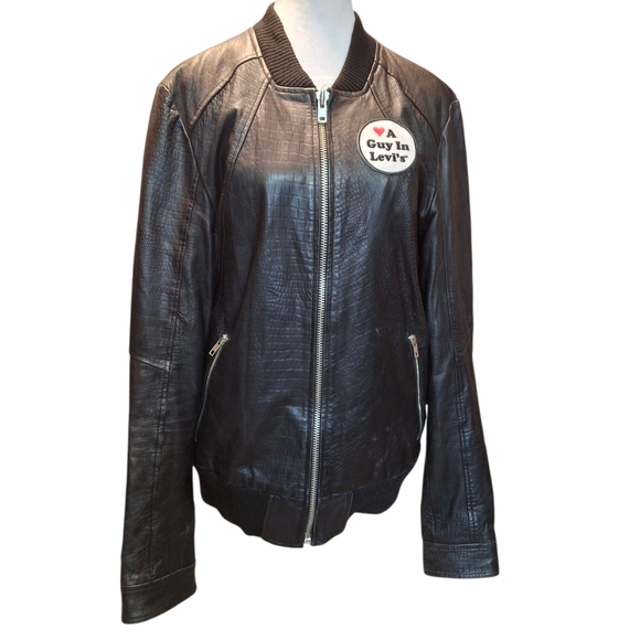 Barneys Originals Leather Jacket, Levi's Patch ❤️ A Guy In Levi's, Women Size S - Picture 3 of 16